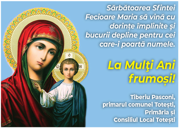FELICITARE CU OCAZIA SFINTEI MARIA
