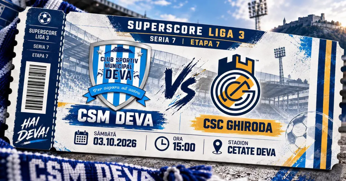 CSM Deva – CSC Ghiroda: Derby de play-off pe Cetate. Liga 3 revine sâmbătă la Deva